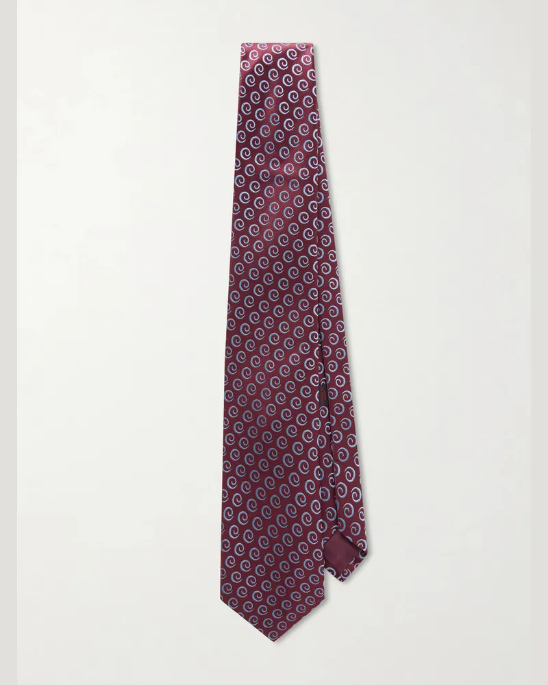 Charvet 8.5cm Silk-Jacquard Tie Burgundy