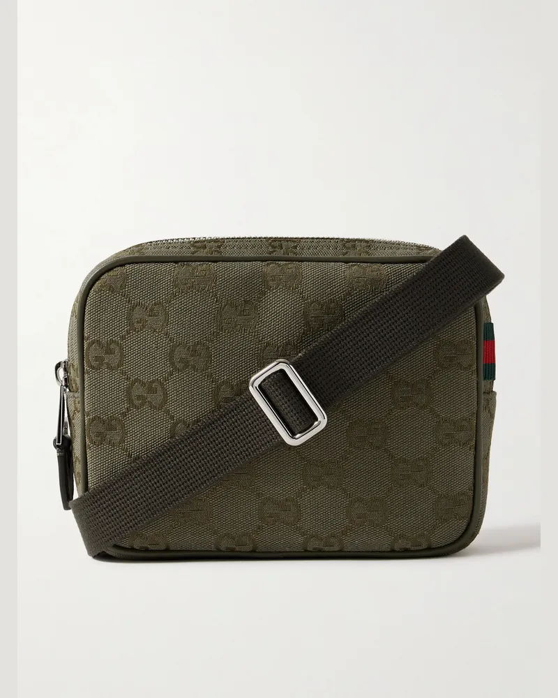 Gucci Neo Original Umhängetasche aus Canvas mit Logomuster und Lederbesatz Grün