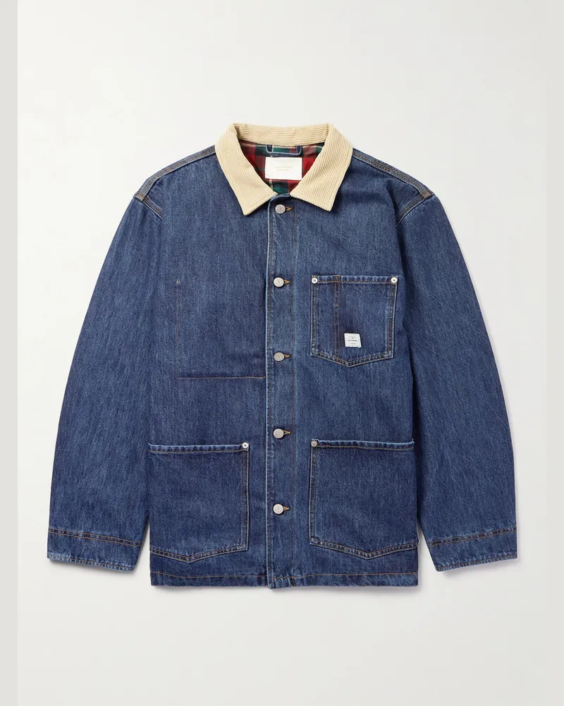 Aimé Leon Dore Jeansjacke mit Cordkragen Blau