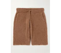 Gerade geschnittene Shorts aus Bouclé aus einer Mischung aus Kaschmir, Seide und Alpakawolle mit Kordelzugbund