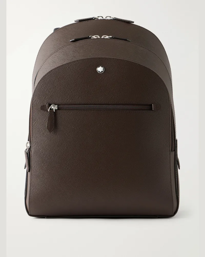 Montblanc Logo-Appliquéd Textured-Leather Backpack Brown