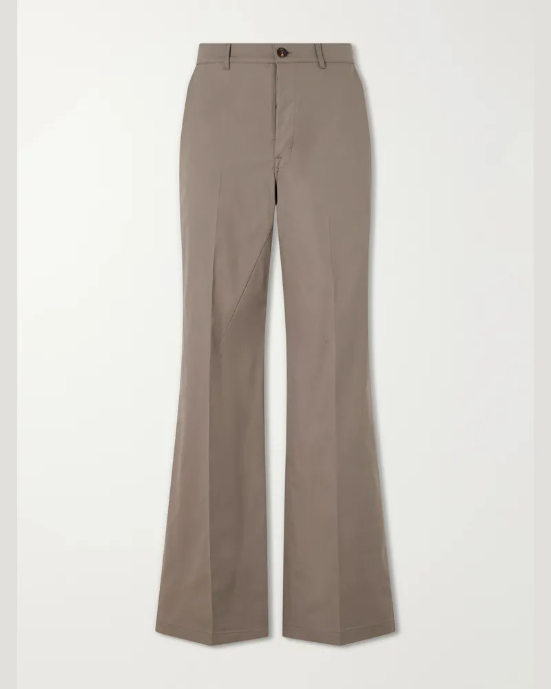 Rick Owens Wide-Leg Cotton-Blend Canvas Trousers Neutrals