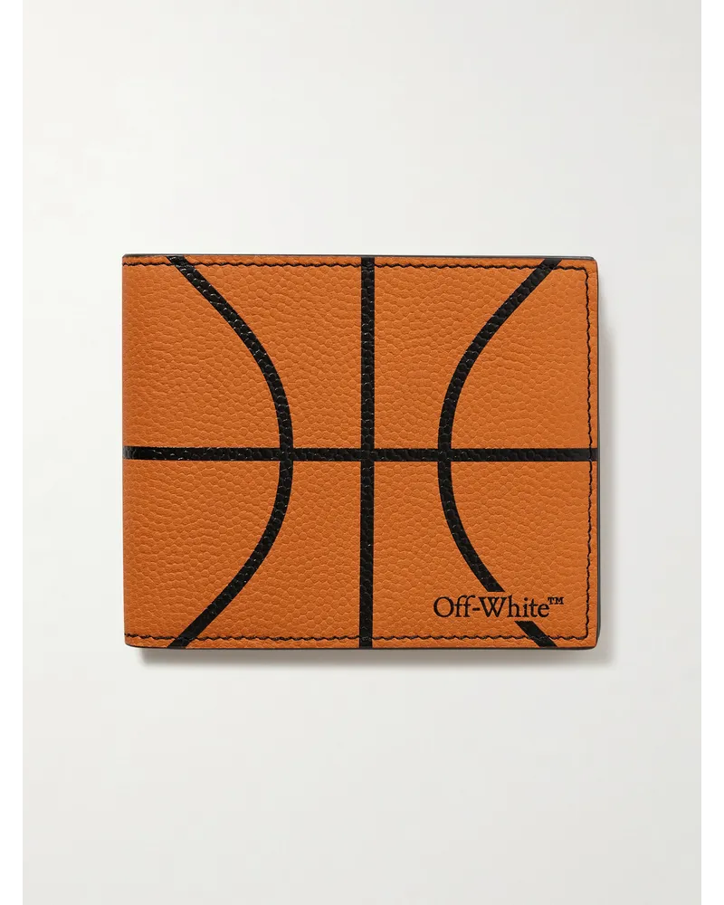 OFF-WHITE Basketball aufklappbares Portemonnaie aus vollnarbigem Leder mit Logoprint Orange