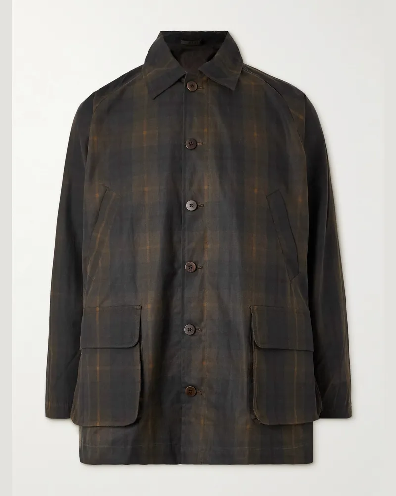 De Bonne Facture Forest karierte Jacke aus gewachstem Baumwoll-Canvas Braun