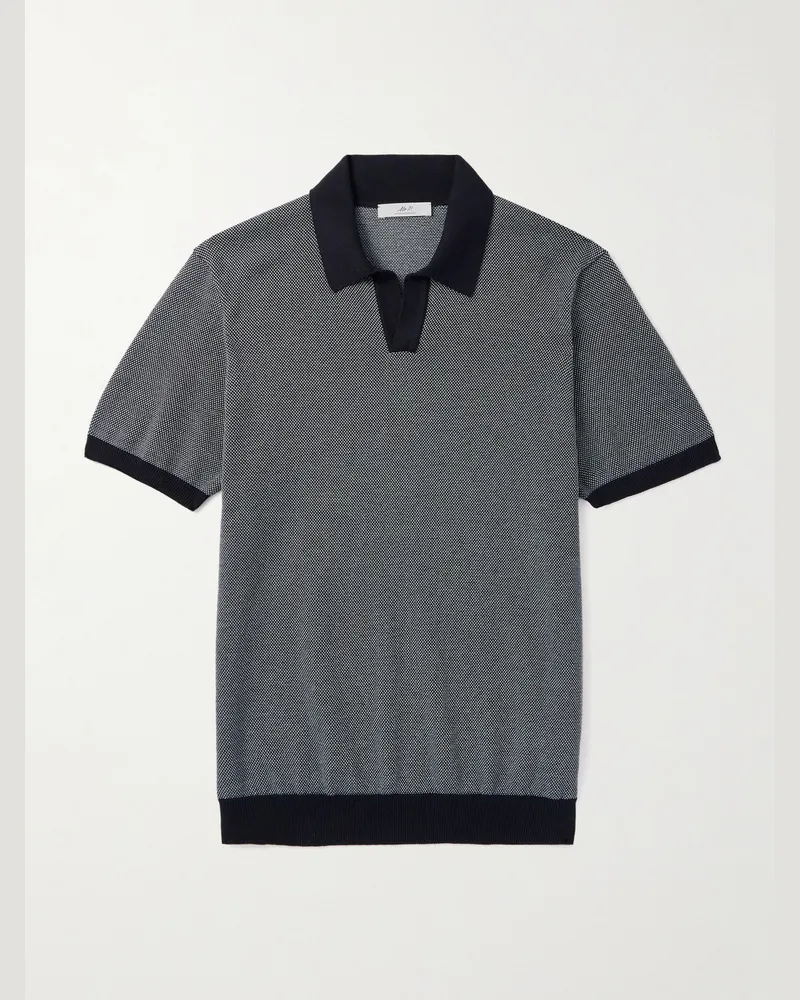 MR P. Honeycomb-Knit Organic Cotton Polo Shirt Blue