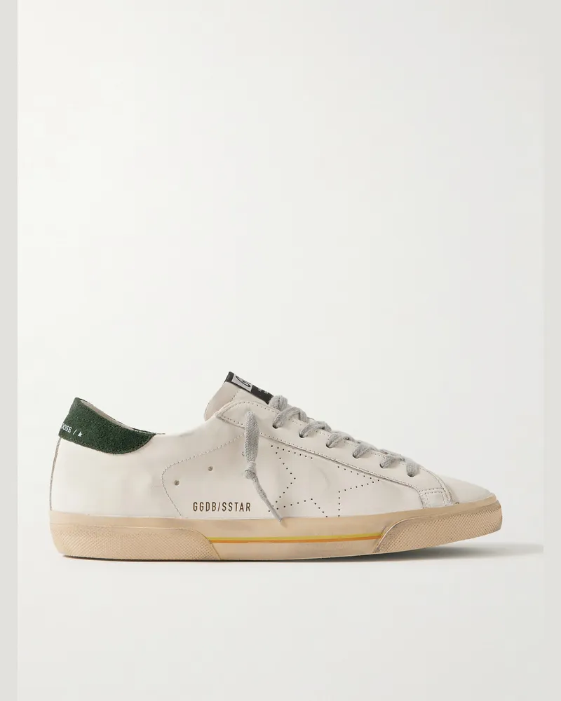 Golden Goose Superstar Sneakers aus Leder mit Velourslederbesatz in Distressed-Optik Weiß