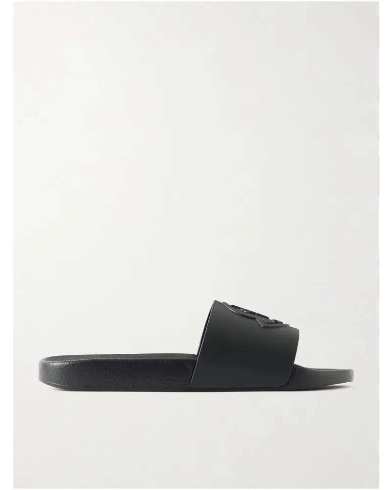 Moncler Basile Logo-Embossed Rubber Slides Black