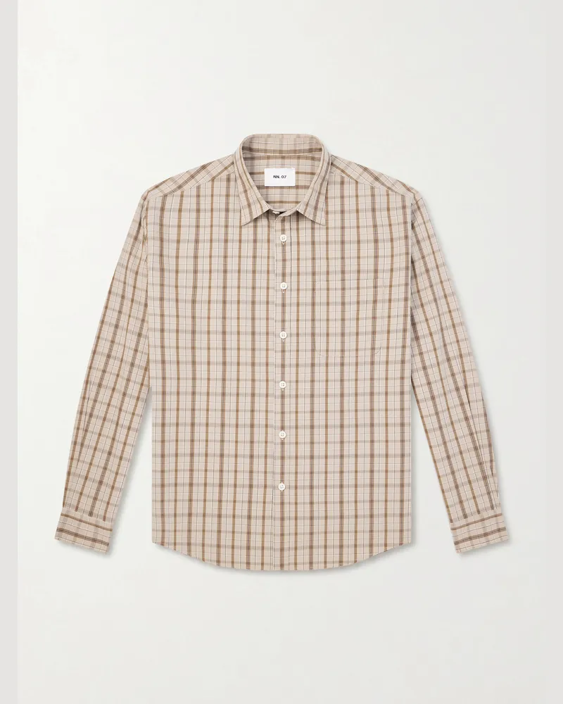 NN 07 Deon 50035 Hemd aus karierter Biobaumwollpopeline Neutral