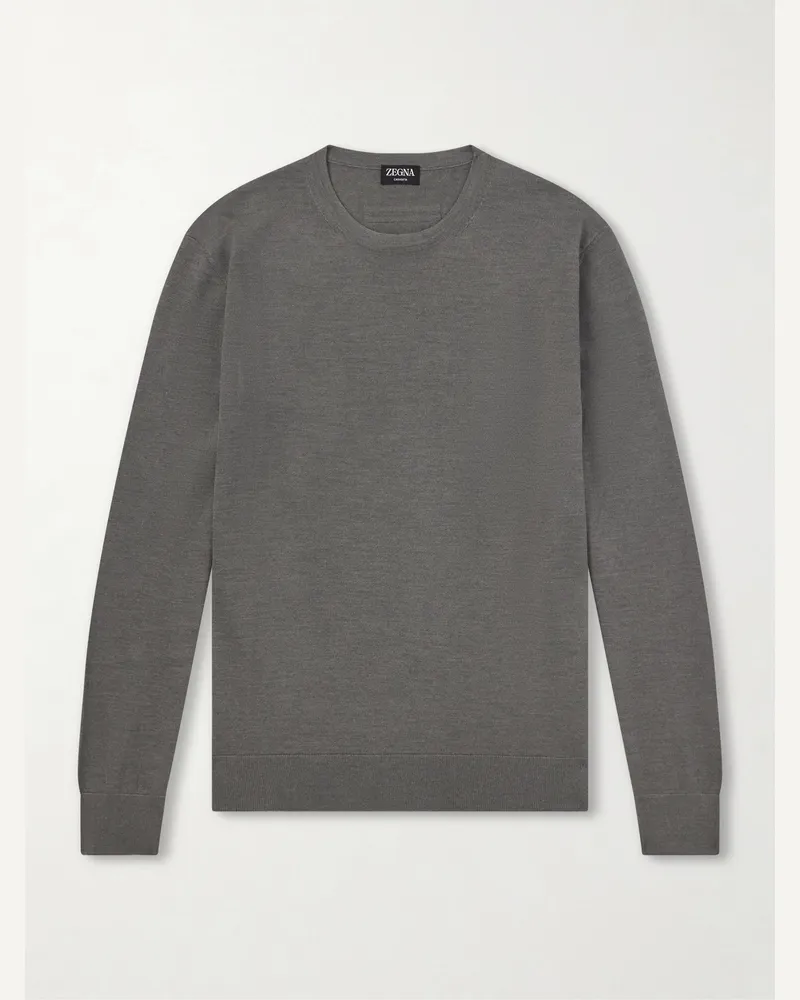 Ermenegildo Zegna Cashmere and Silk-Blend Sweater Brown