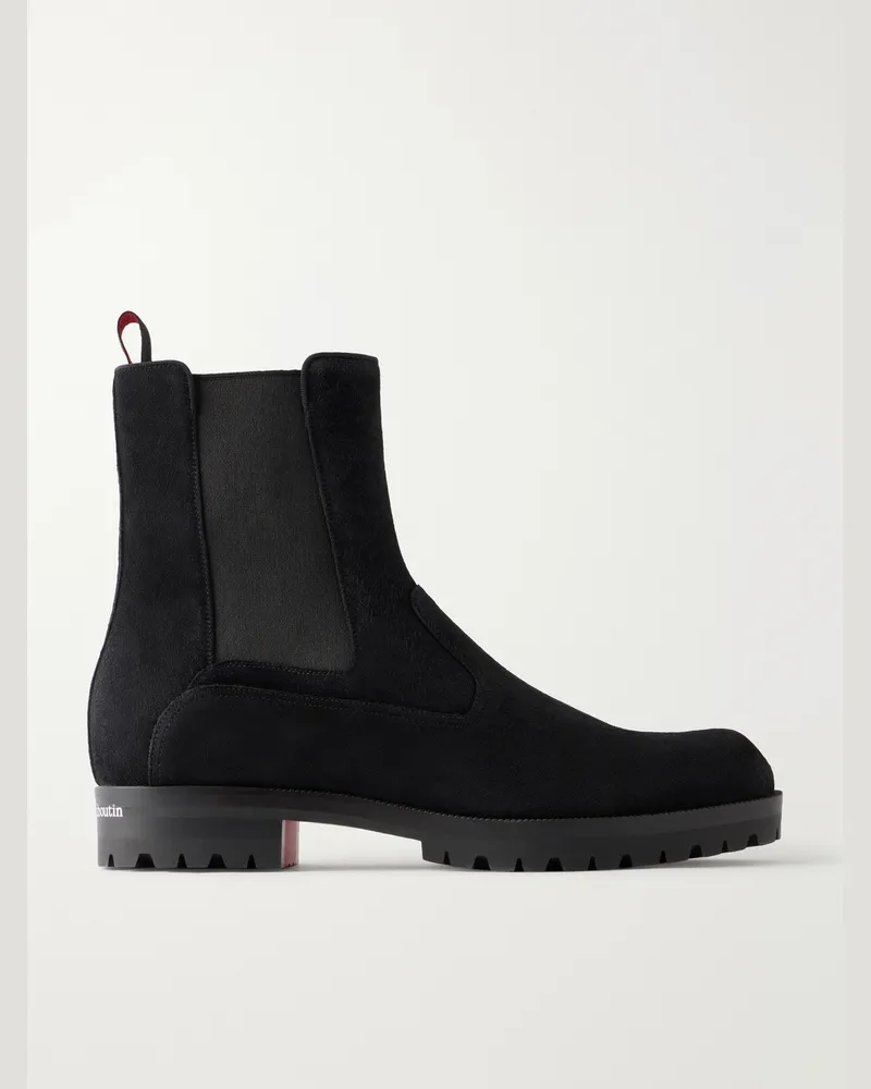 Christian Louboutin Carvenos Suede Chelsea Boots Black