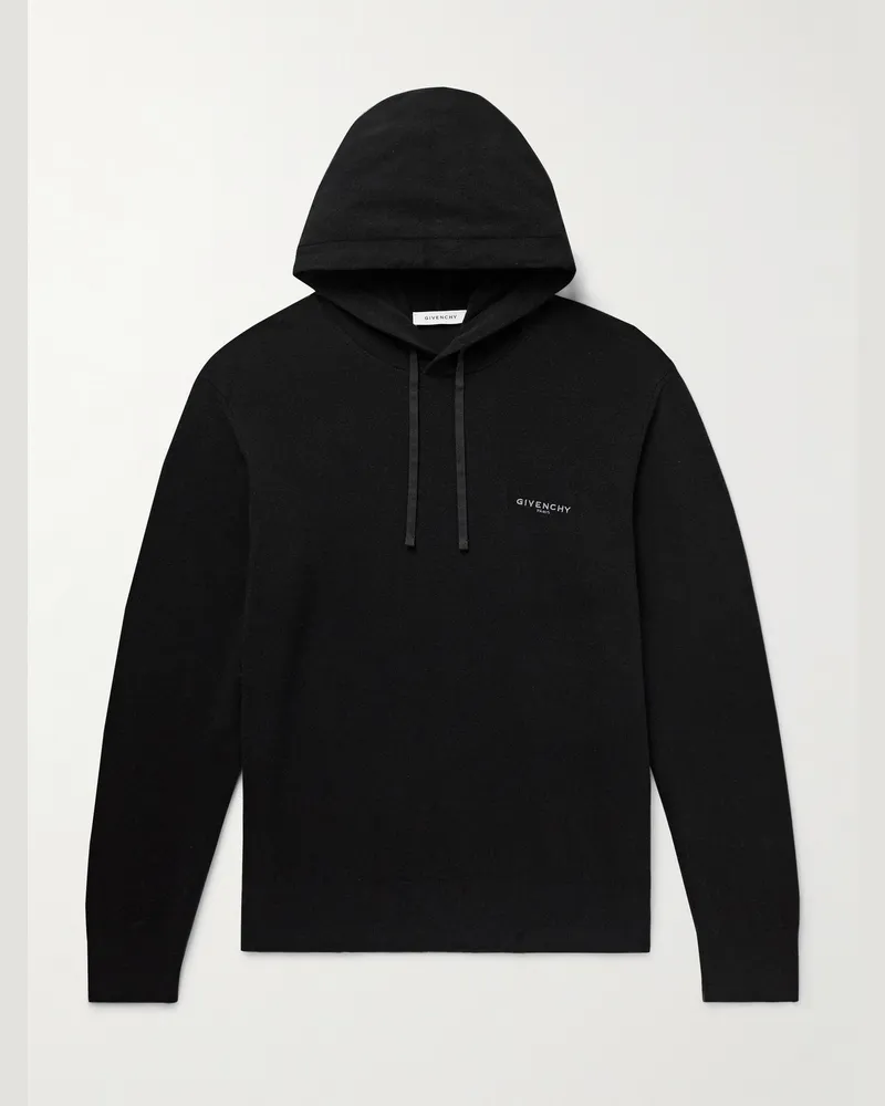 Givenchy Hoodie aus einer Woll-Kaschmirmischung mit Logoprint Schwarz