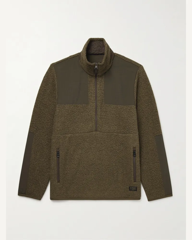 PURDEY Shell-Trimmed Bouclé Half-Zip Jacket Green