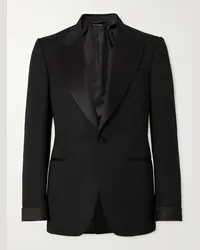 Tom Ford Shelton Smokingjacke aus Grain de Poudre aus einer Woll-Mohairmischung Schwarz