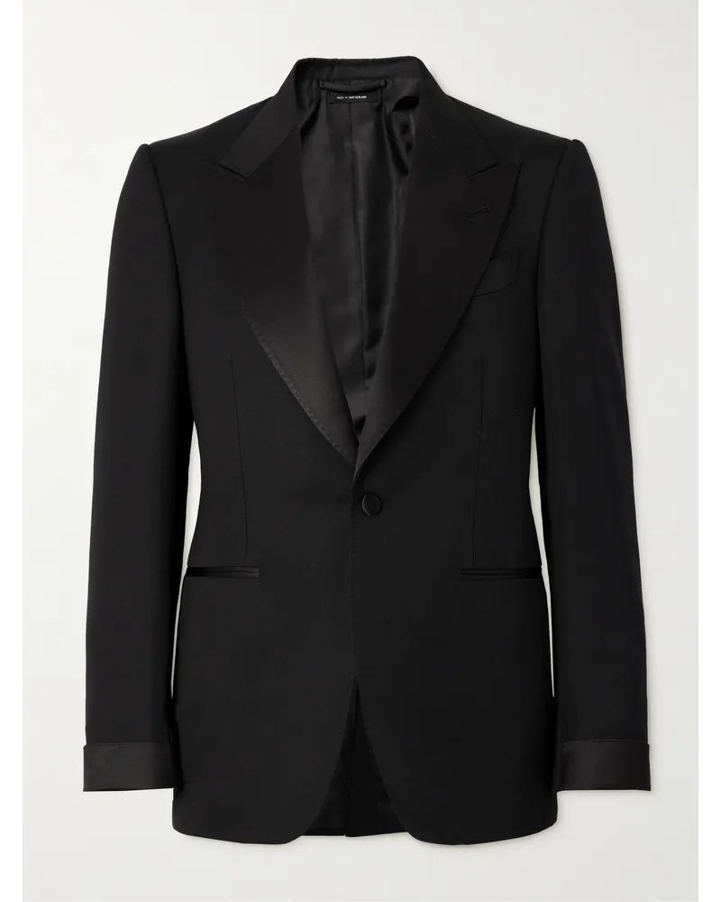 Tom Ford Shelton Smokingjacke aus Grain de Poudre aus einer Woll-Mohairmischung Schwarz