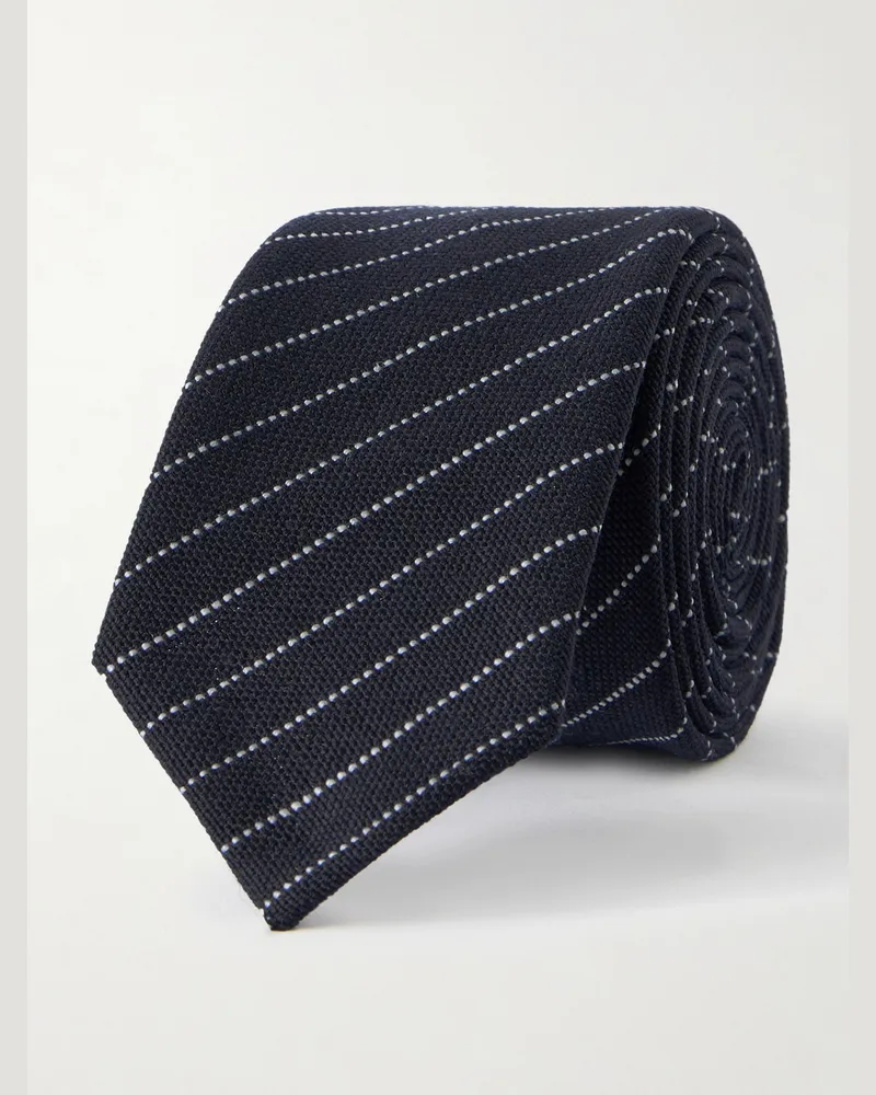 Thom Browne Krawatte aus einer Schurwollmischung in Panamabindung mit Nadelstreifen, 5,5 cm Blau