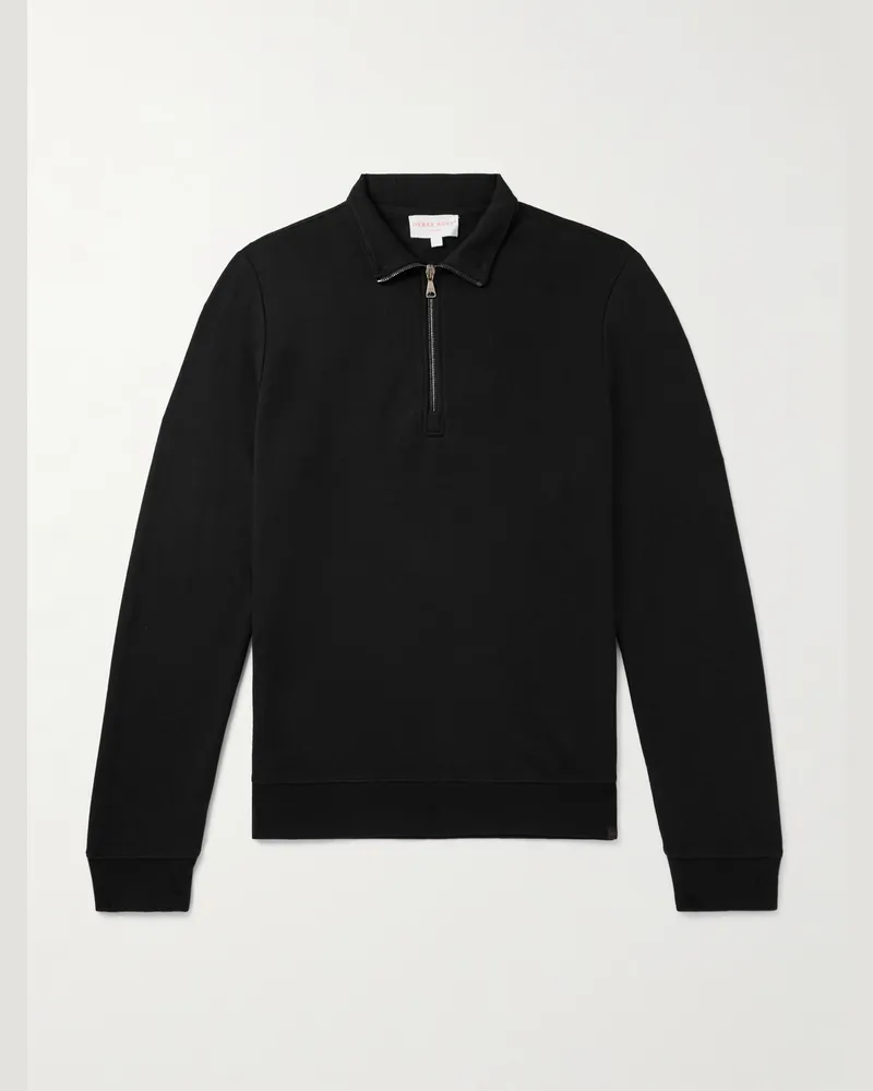 Derek Rose Cotton and Modal-Blend Jersey Half-Zip Sweatshirt Black