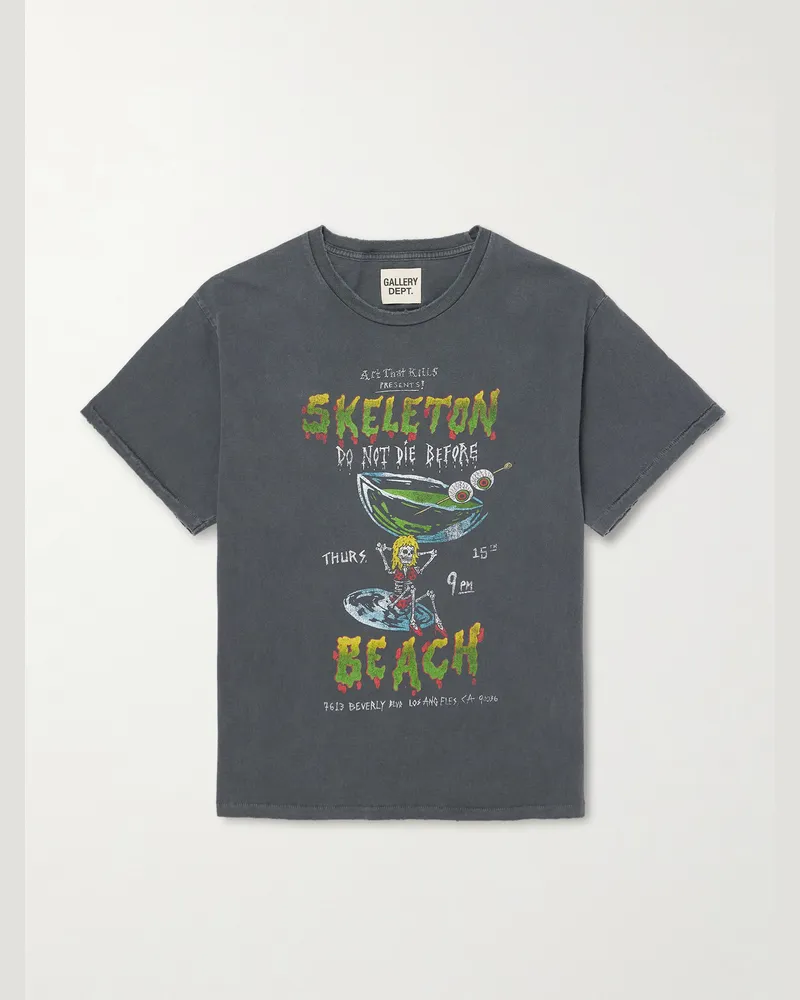 GALLERY DEPT. Don't Die Printed Distressed Cotton-Jersey T-Shirt Gray
