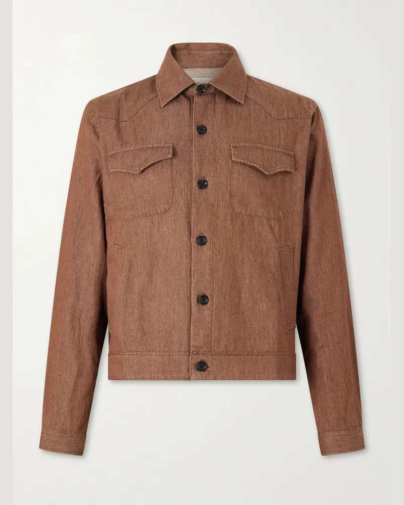 Oliver Spencer Witley Organic Cotton Jacket Brown