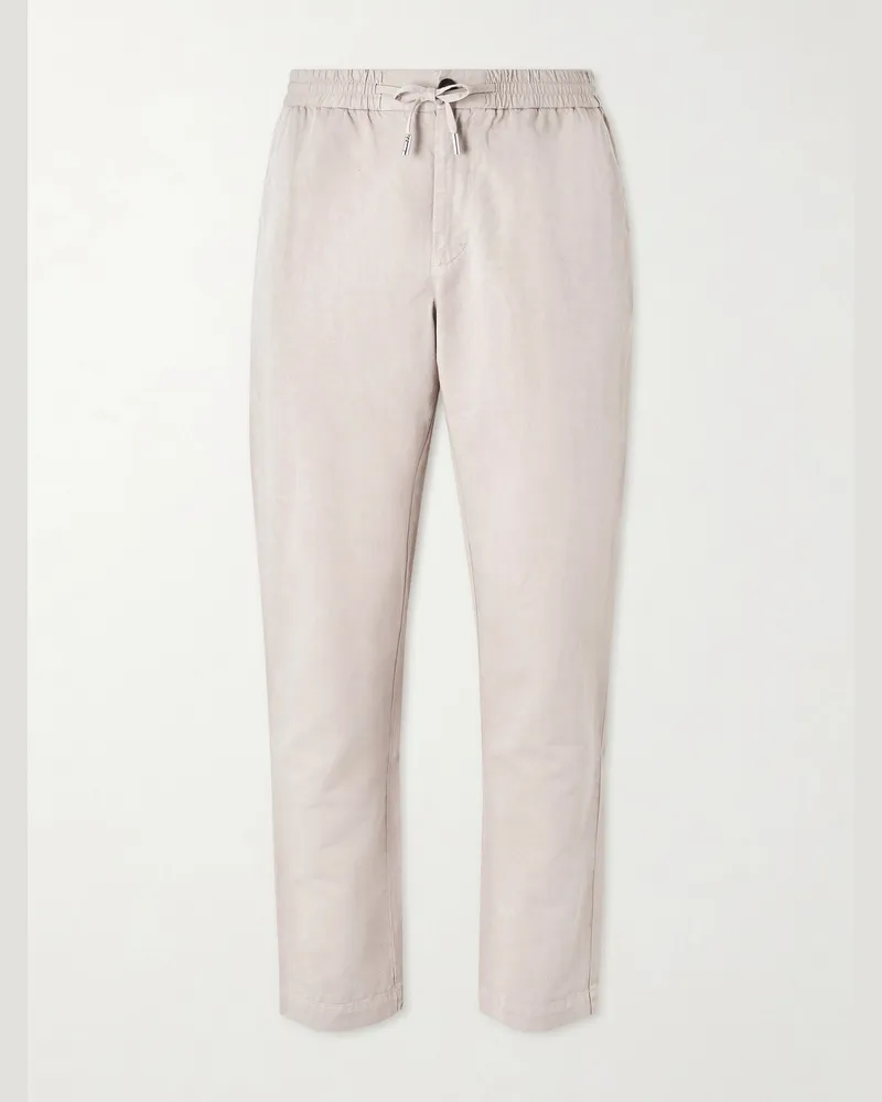 MR P. Straight-Leg Cotton and Linen-Blend Twill Drawstring Trousers Neutrals