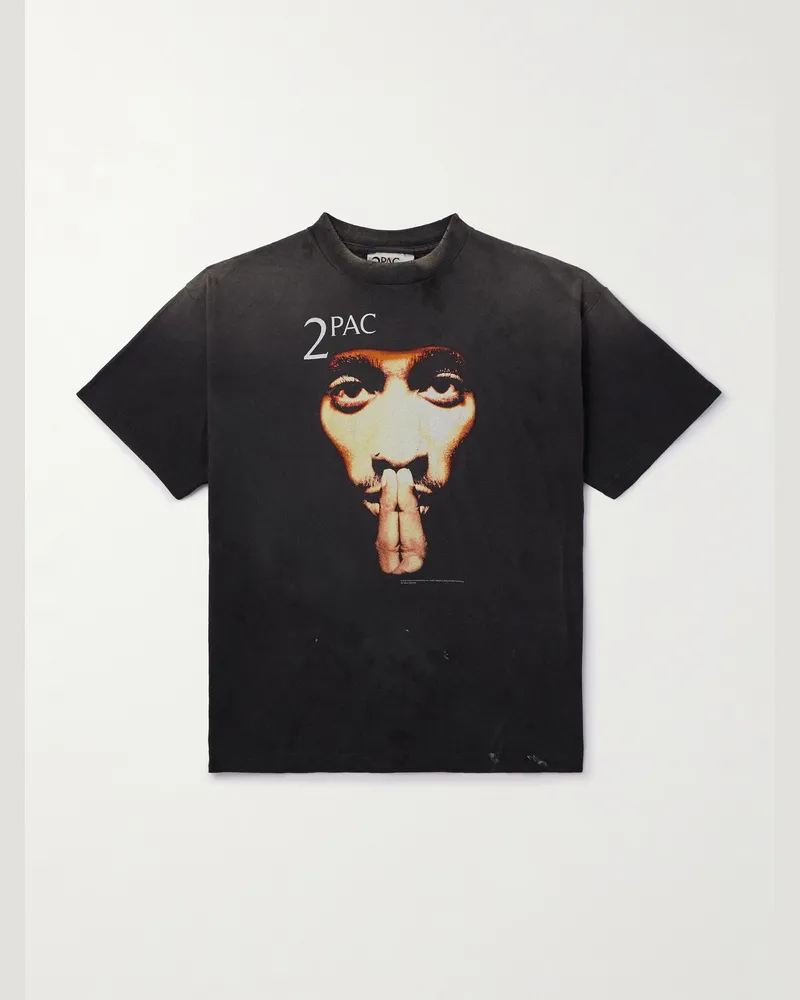 SAINT MXXXXXX 2Pac T-Shirt aus Baumwoll-Jersey mit Print Schwarz