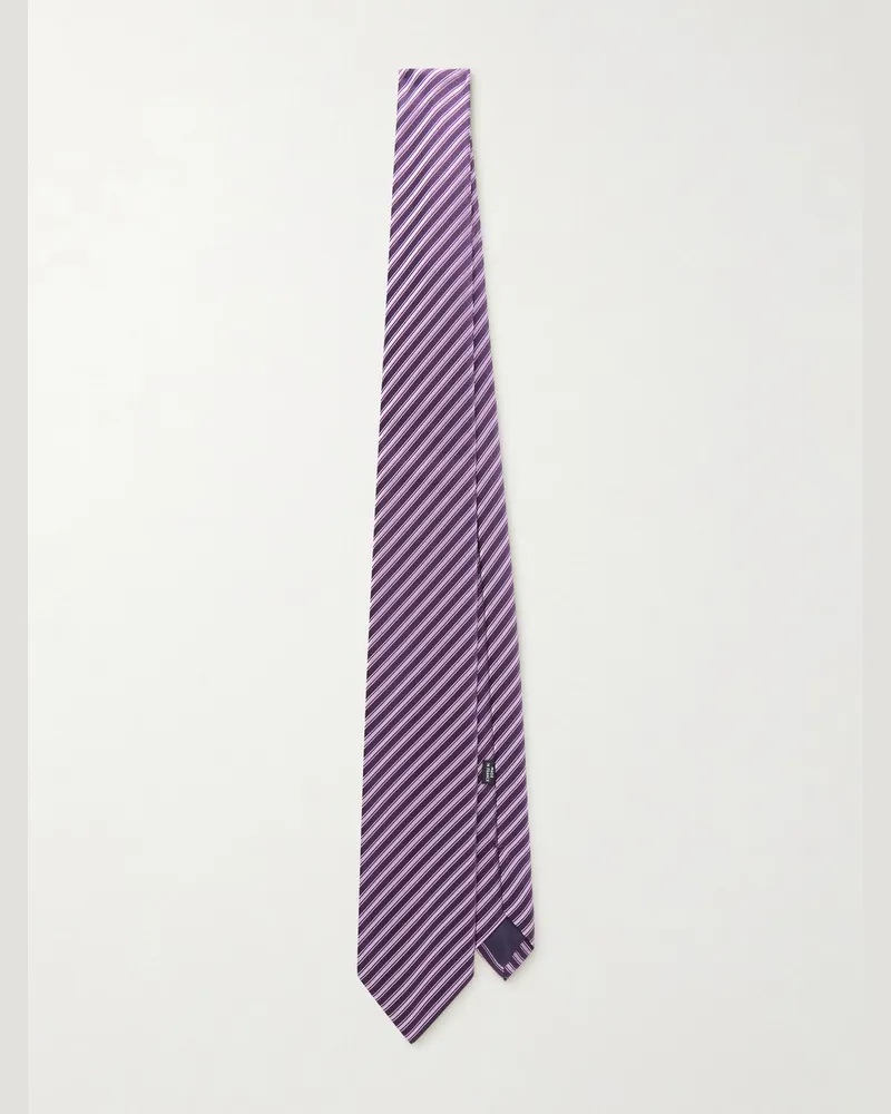 Charvet 8.5cm Striped Silk-Jacquard Tie Purple