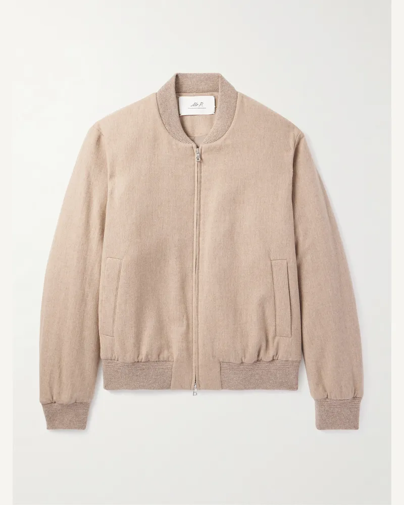 MR P. Padded Cashmere-Blend Bomber Jacket Neutrals