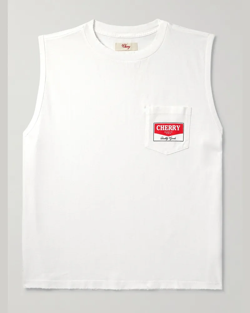 Cherry Los Angeles Tanktop aus Baumwoll-Jersey mit Logoprint Weiß