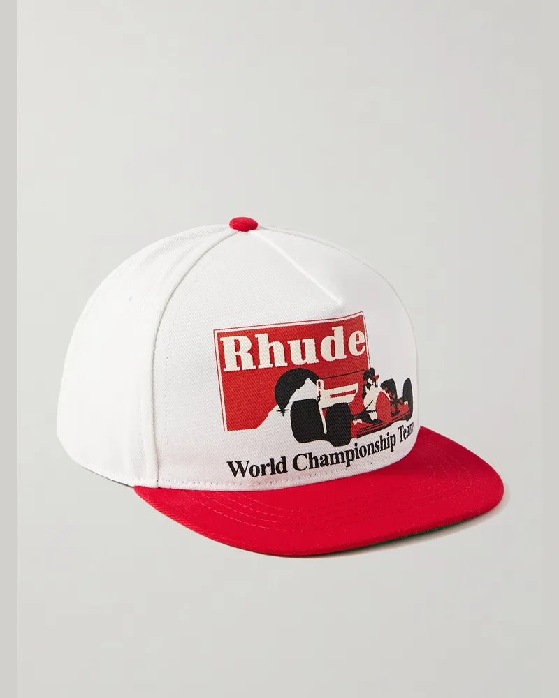 RHUDE Baseballkappe aus Baumwoll-Twill mit Logoprint Weiß