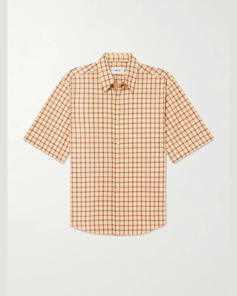 NN 07 Quinsy 50069 Checked Cotton Shirt Yellow