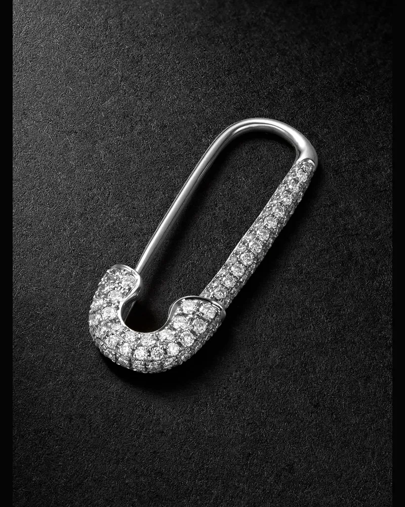 ANITA KO Safety Pin einzelner Ohrring aus 18 Karat Weißgold mit Diamanten Silber