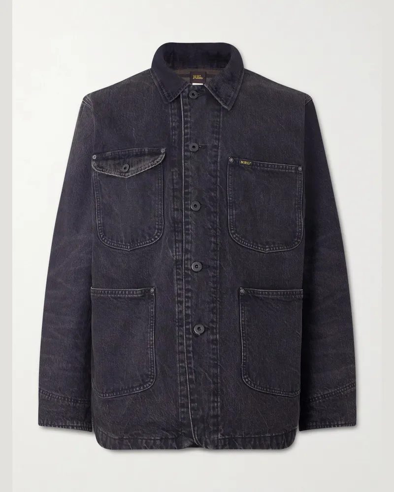 RRL Corduroy-Trimmed Denim Jacket Black