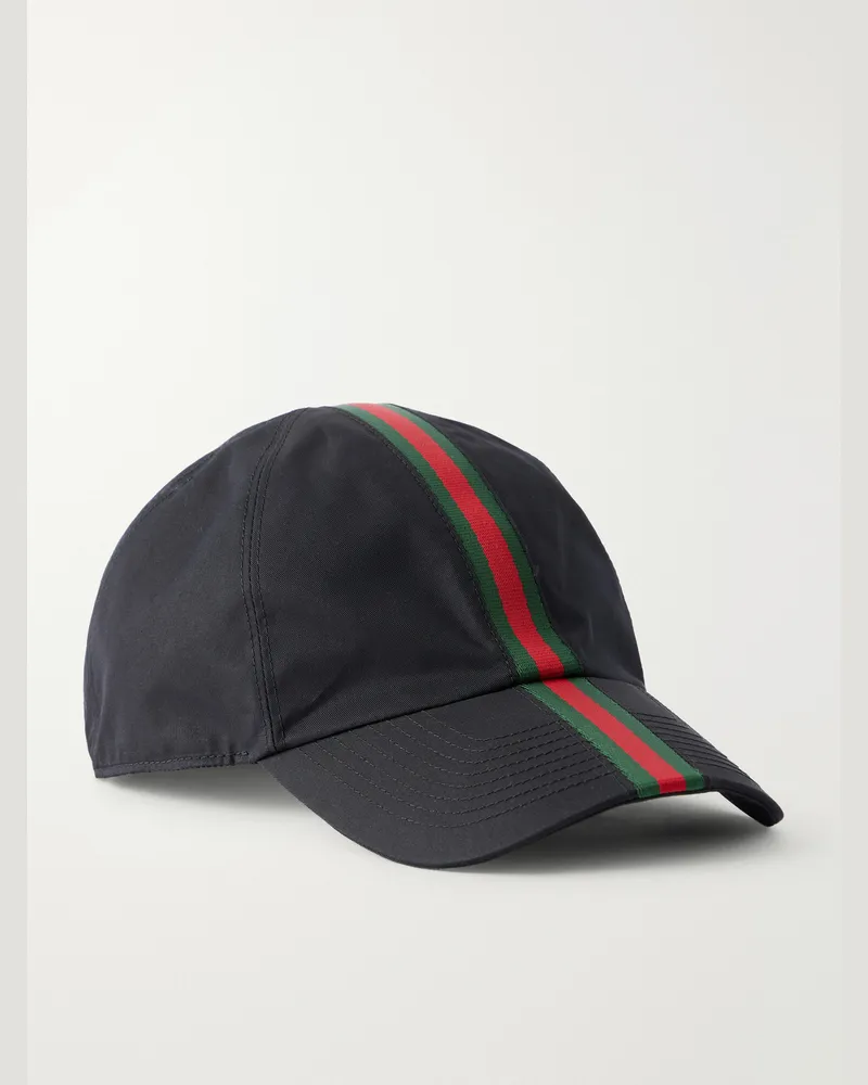 Gucci Antonine Webbing-Trimmed Cotton-Blend Twill Baseball Cap Black