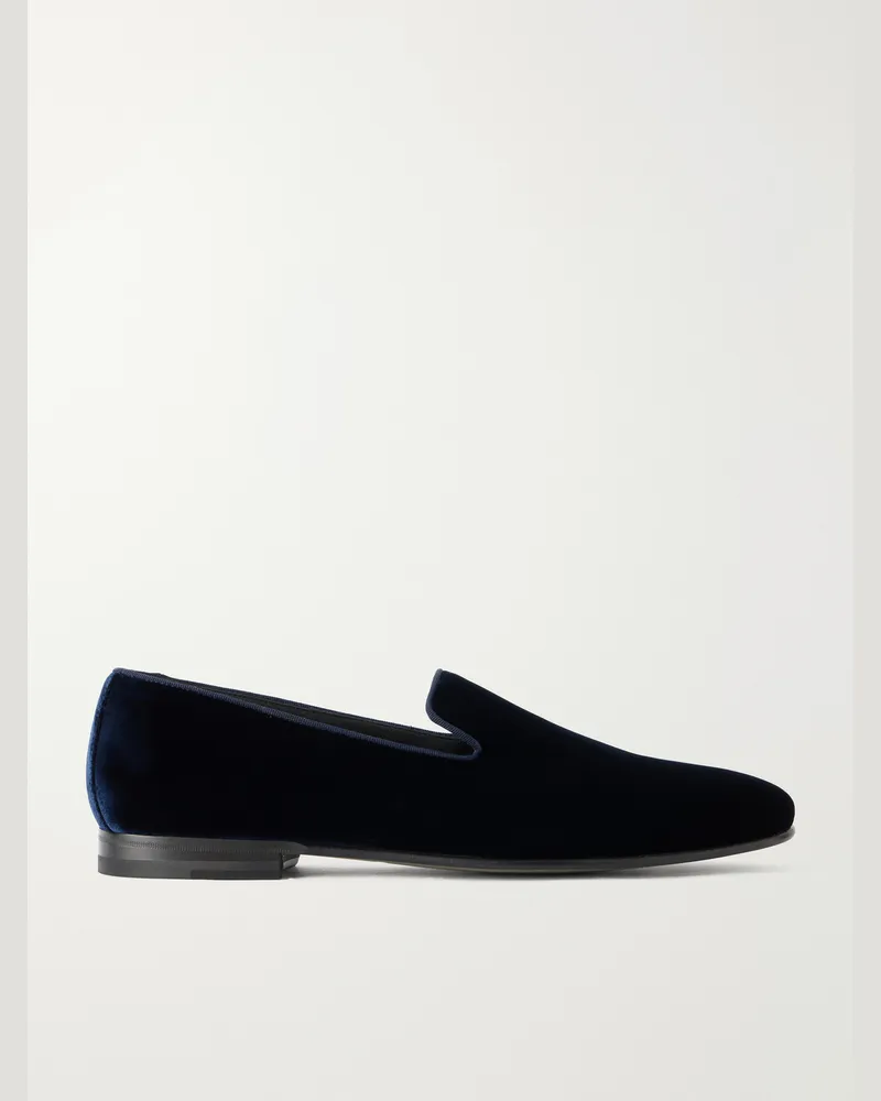 Manolo Blahnik Mario Velvet Loafers Blue