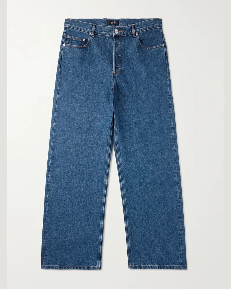 A.P.C. Aaron weit geschnittene Stonewashed-Jeans Blau
