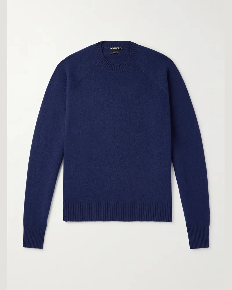 Tom Ford Wool and Cashmere-Blend Sweater Blue