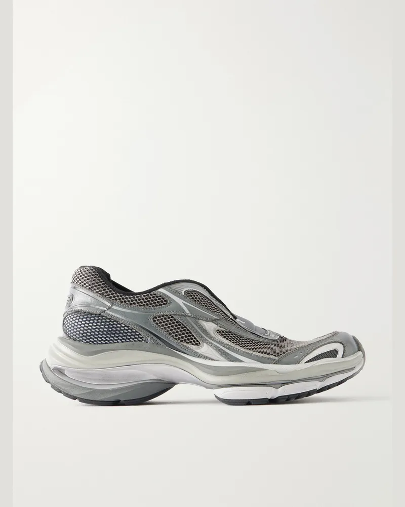 Balenciaga D'Orsay Rubber-Trimmed Mesh Sneakers Gray