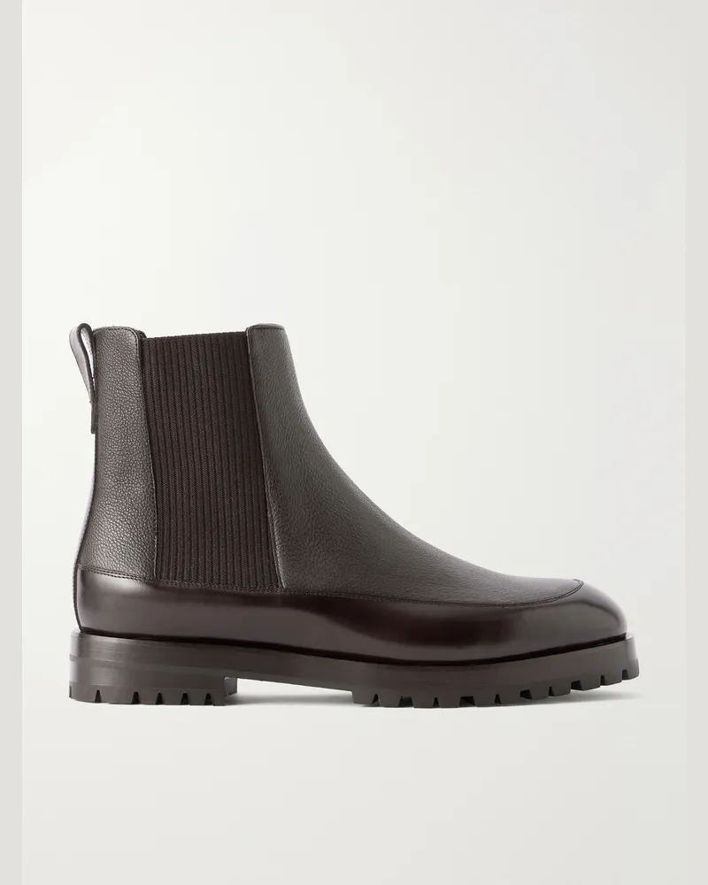 Manolo Blahnik Elvetico Manny Full-Grain Leather Chelsea Boots Brown