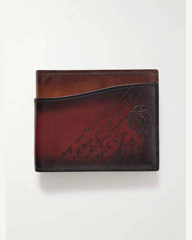 Berluti Makore Neo Scritto Venezia Leather Billfold Wallet Brown