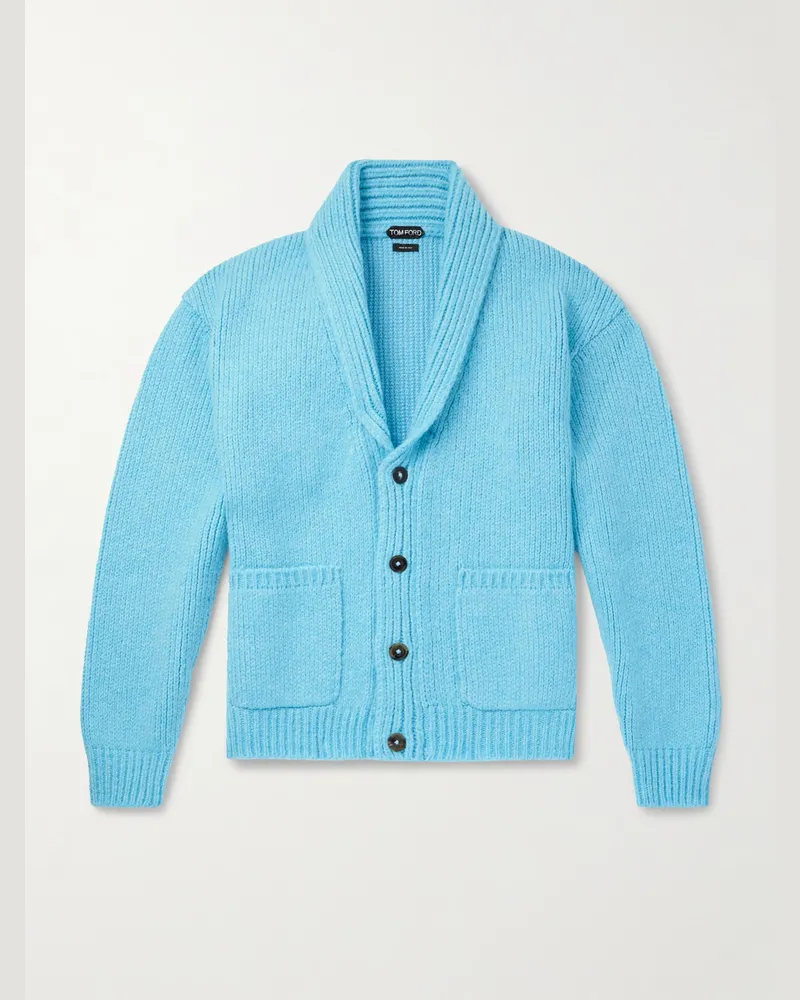 Tom Ford Cardigan aus Kaschmir mit Schalkragen Blau
