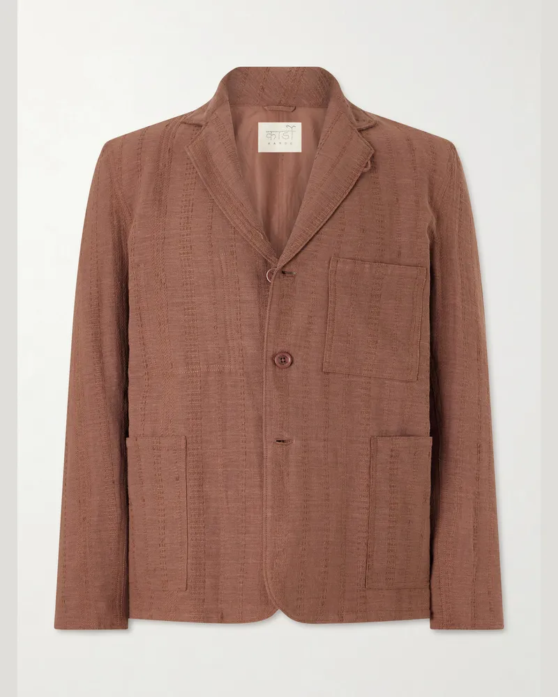 KARDO Somesh Cotton-Jacquard Suit Jacket Brown