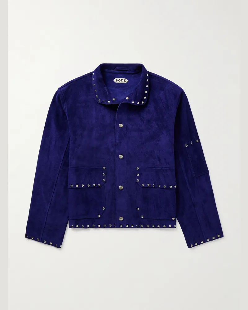 BODE Jacke aus Veloursleder mit Nieten Blau