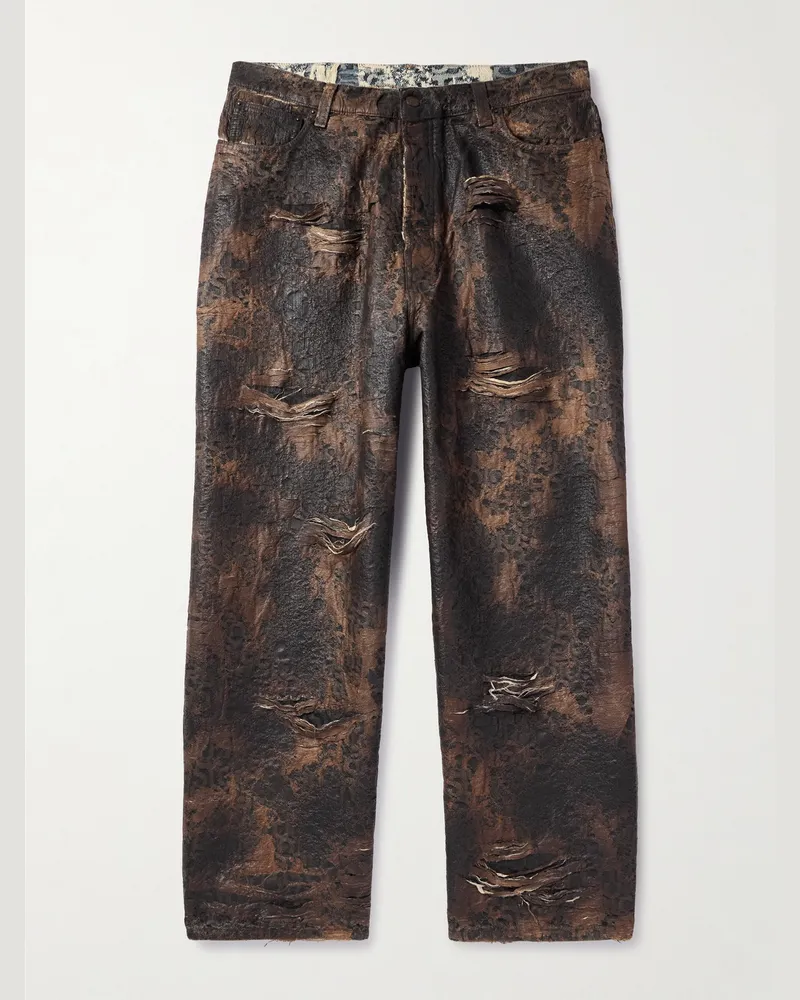 Acne Studios Weit geschnittene Jeans mit Beschichtung in Distressed-Optik Braun
