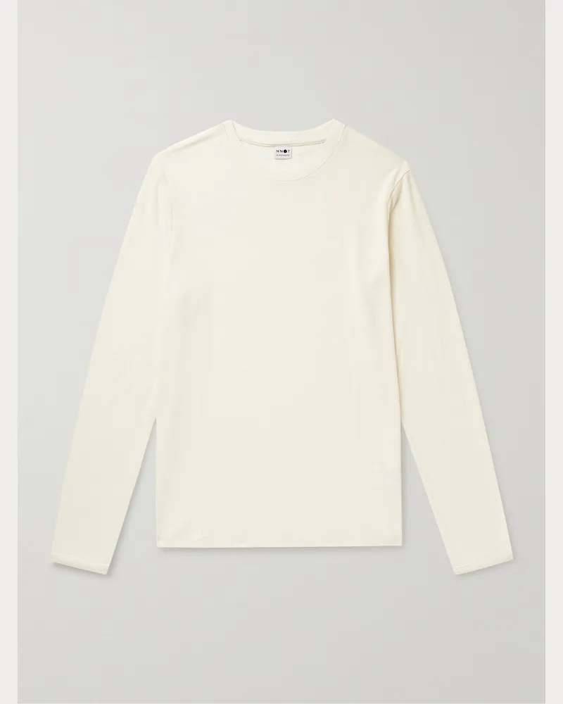 NN 07 Clive Waffle-Knit Cotton and Modal-Blend T-Shirt Neutrals