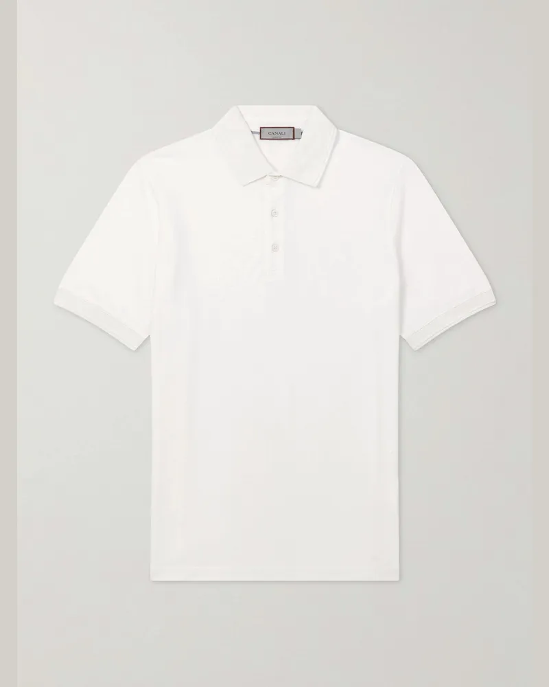Canali Cotton-Piqué Polo Shirt White