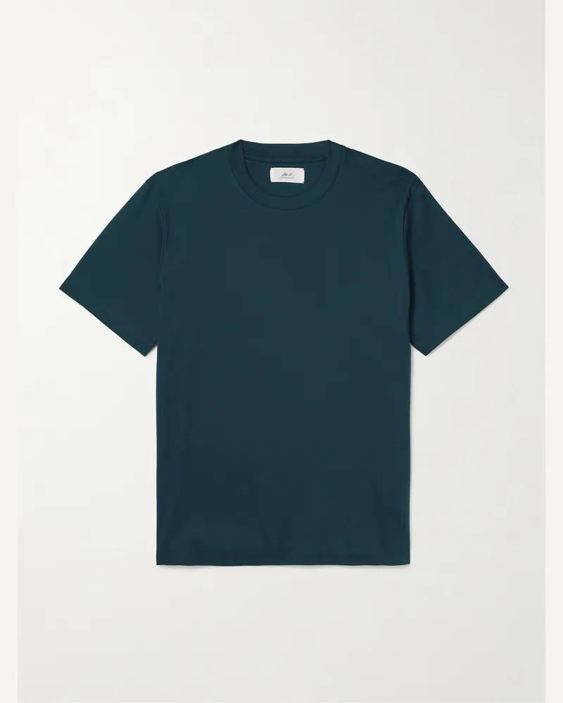 MR P. Mercerised Cotton-Jersey T-Shirt Blue