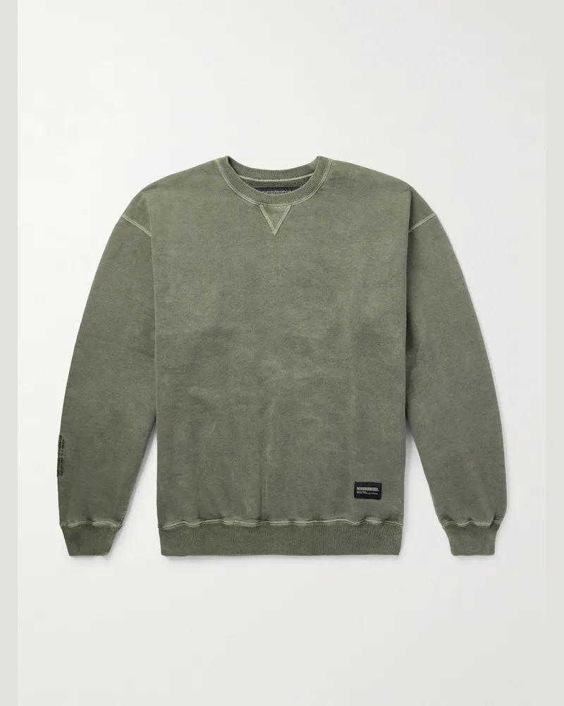 Neighborhood Sweatshirt aus Baumwoll-Jersey mit Logostickerei und Applikation Grün