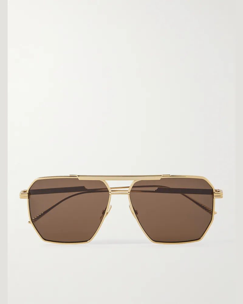 Bottega Veneta Goldfarbene Pilotensonnenbrille Gold