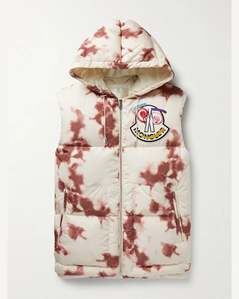 Moncler 2 Moncler 1952 Weste aus gestepptem Shell mit Kapuze und Batikmuster Neutral