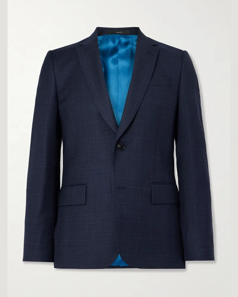 Paul Smith Soho Sakko aus Wolle mit Glencheck-Muster Blau