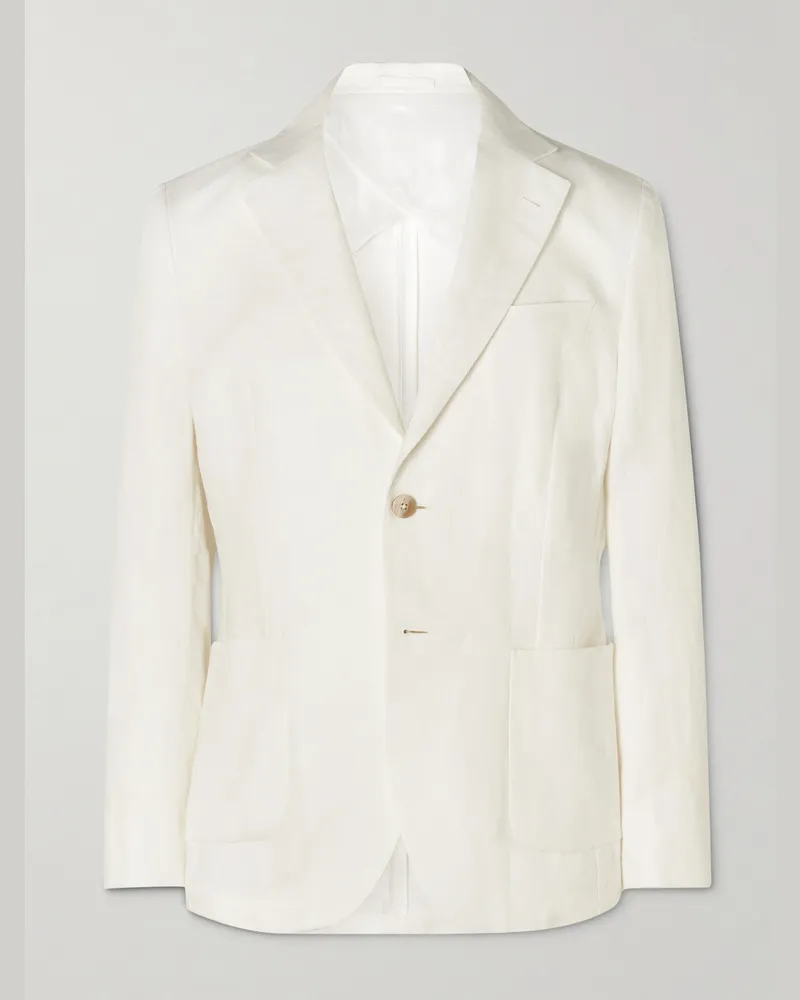 Frescobol Carioca Paulo Unstructured Linen Suit Jacket White